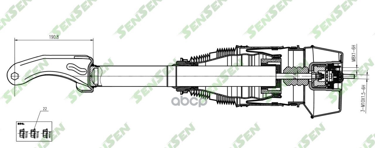 SENSEN Амортизатор с пневмобаллоном передний левый MB GL-Class W166 2012- Without ADS 1шт