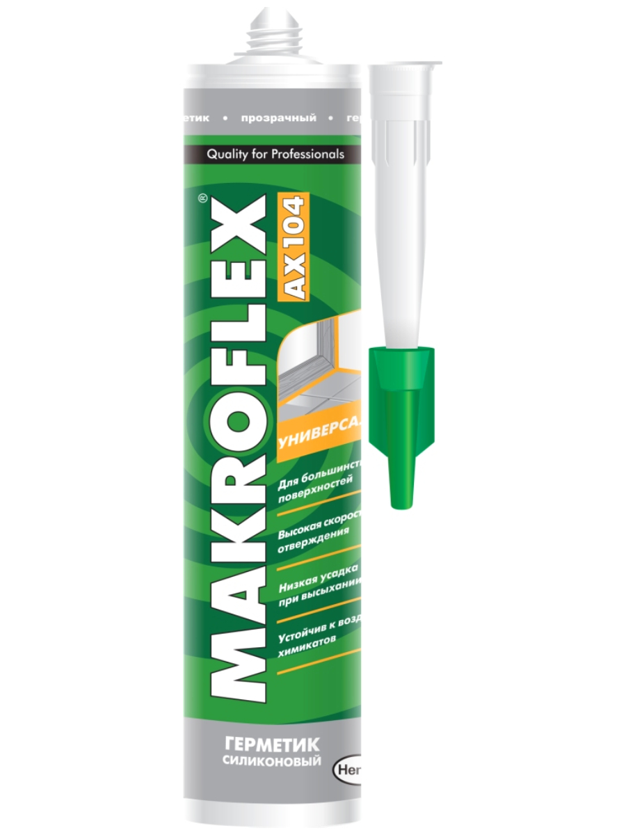 Герметик Makroflex АX104 универсальный, силиконовый, прозрачный, 290 мл