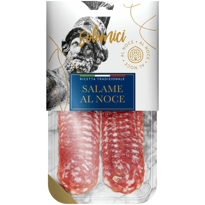 Колбаса сыровяленая Solemici Salame Classico Al Noce полусухая, нарезка, 70 г