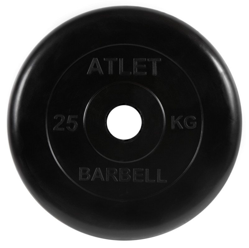 фото Barbell диски обрезиненные, чёрного цвета, 51 мм, 25 кг, atlet mb-atletb51-25 mb barbell