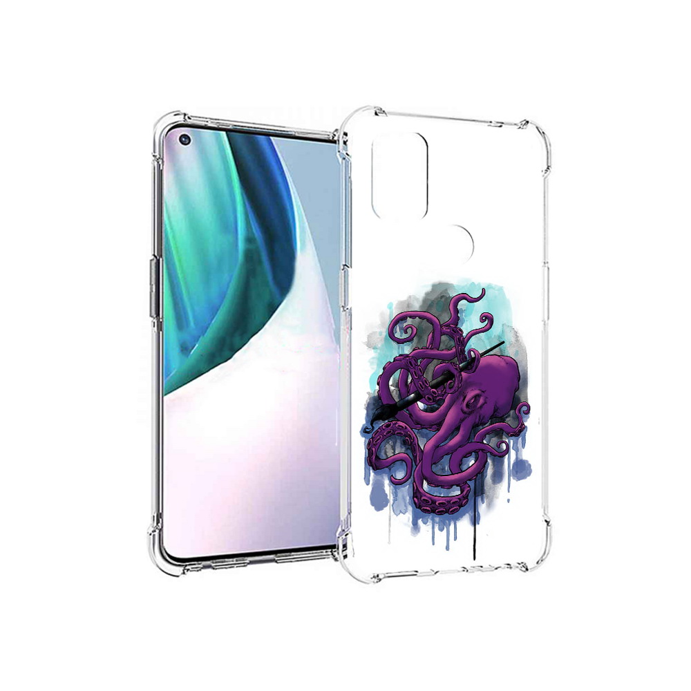 

Чехол MyPads Tocco для OnePlus Nord N10 5G фиолетовый осьминог (PT227047.129.658), Прозрачный, Tocco