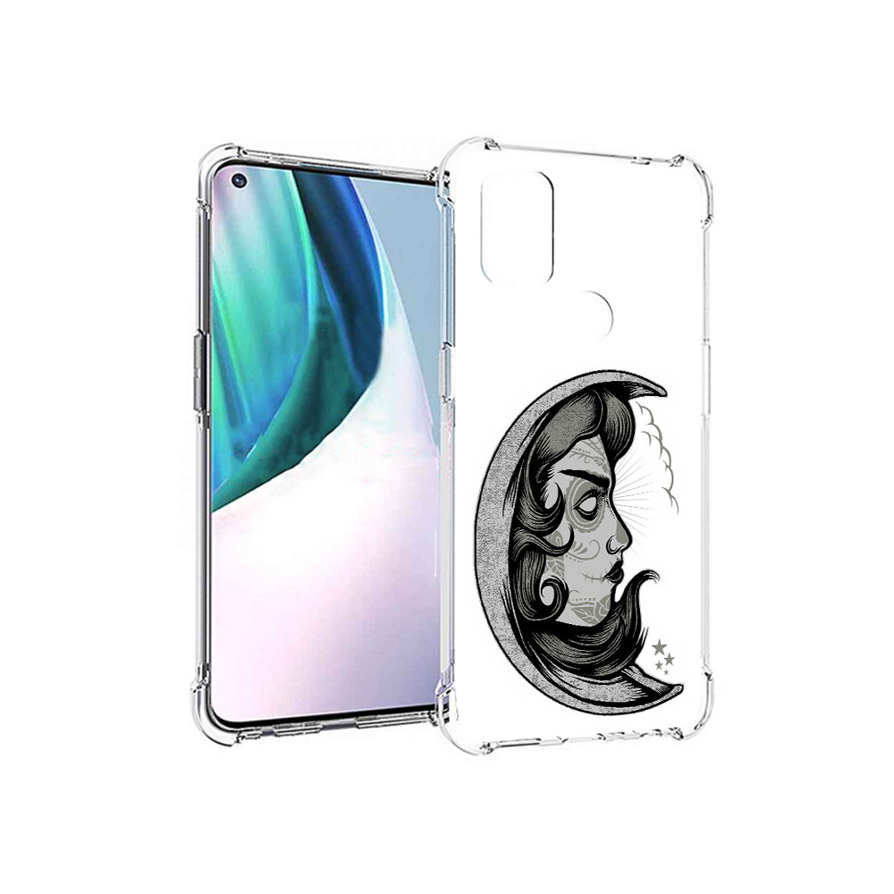

Чехол MyPads Tocco для OnePlus Nord N10 5G черно белая луна с лицом (PT227047.129.680), Прозрачный, Tocco