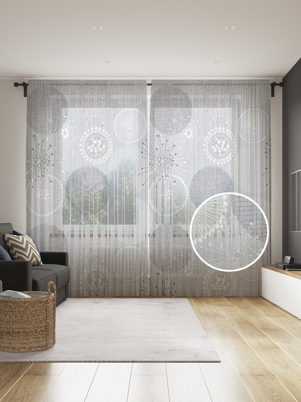 

Фототюль JoyArty "Пушистые одуванчики" 145x265см, 2 полотна, лента, 50 крючков, Пушистые одуванчики