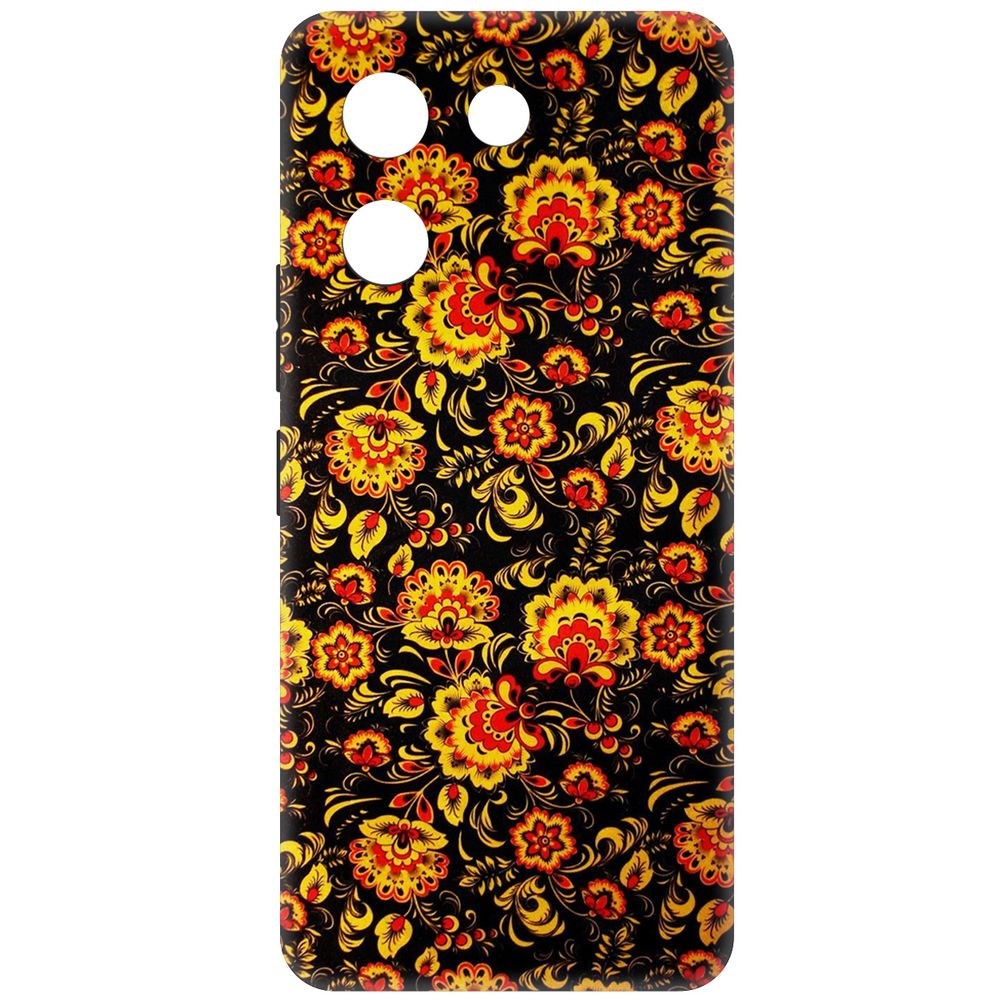 

Чехол-накладка Krutoff Soft Case Хохлома для Vivo Y27s черный