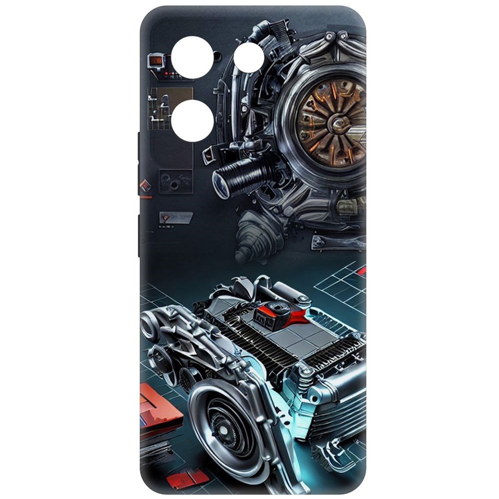 

Чехол-накладка Krutoff Soft Case Моторы для Vivo Y27s черный