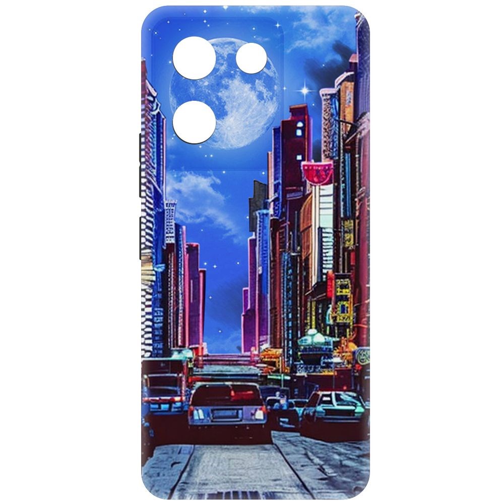 

Чехол-накладка Krutoff Soft Case Ночной город для Vivo Y27s черный