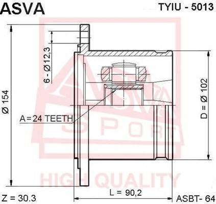 

Шрус Внутренний 24x102 (4runner Surf 13 ) Asva ASVA арт. TYIU5013