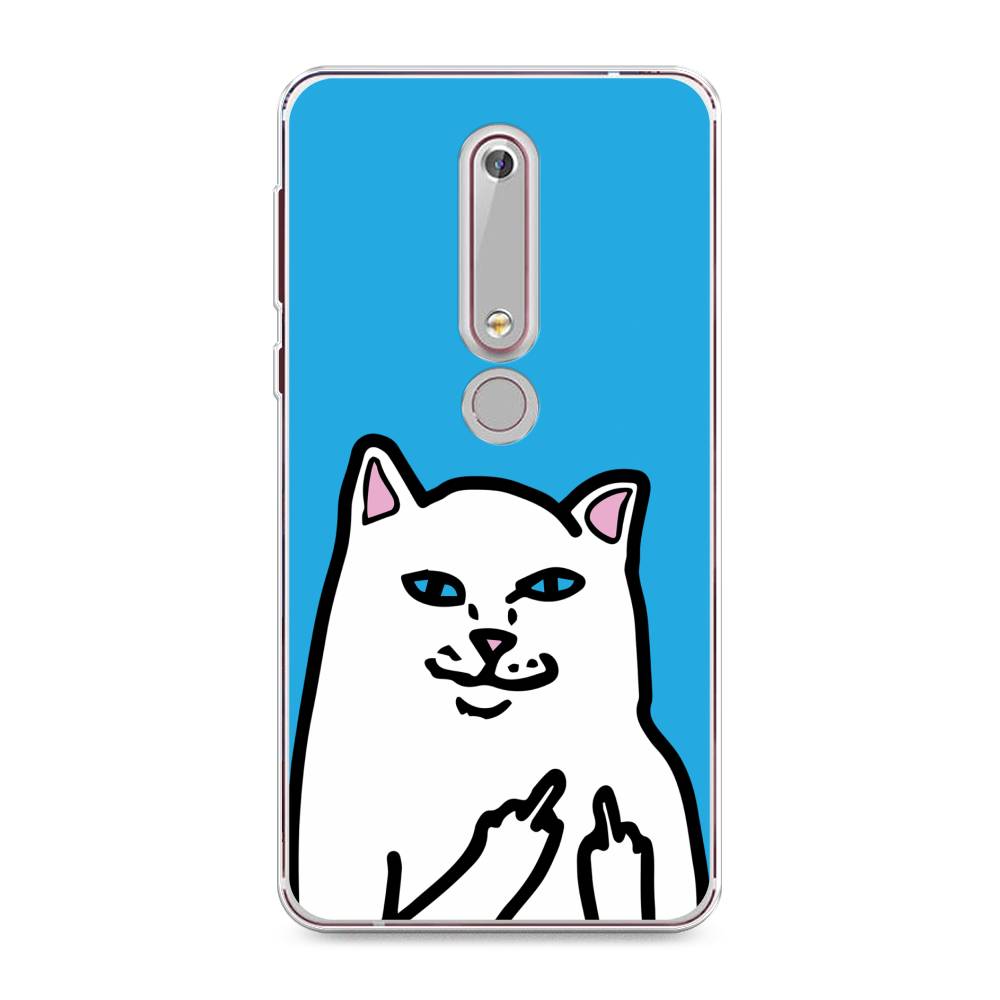 

Чехол Awog на Nokia 6 2018 / Нокиа 6 2018 "Кот жесть", Белый;голубой;черный, 120950-9