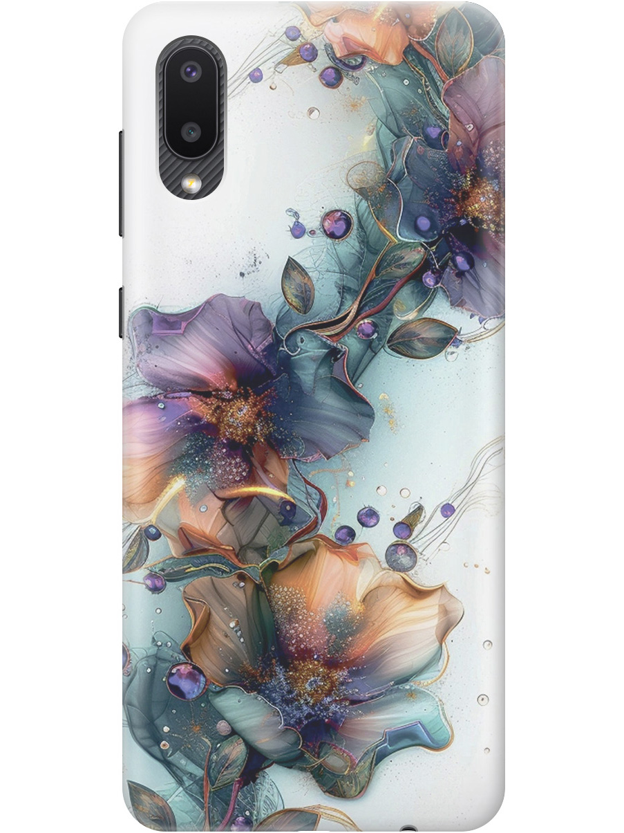 

Силиконовый чехол на Samsung Galaxy A02 с принтом "Мистические цветы", Прозрачный;белый;зеленый, 724352110