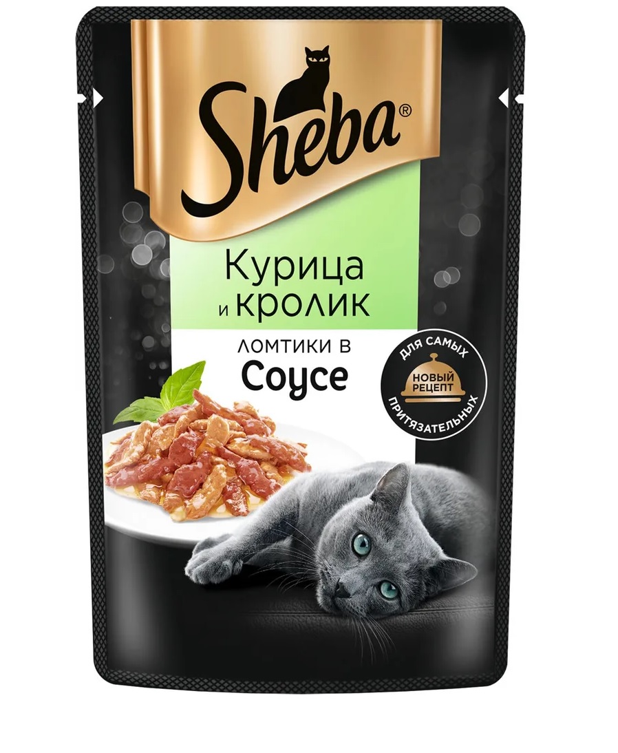 фото Консервы для кошек sheba, с кроликом и курицей, ломтики в желе, 24 шт по 75 г