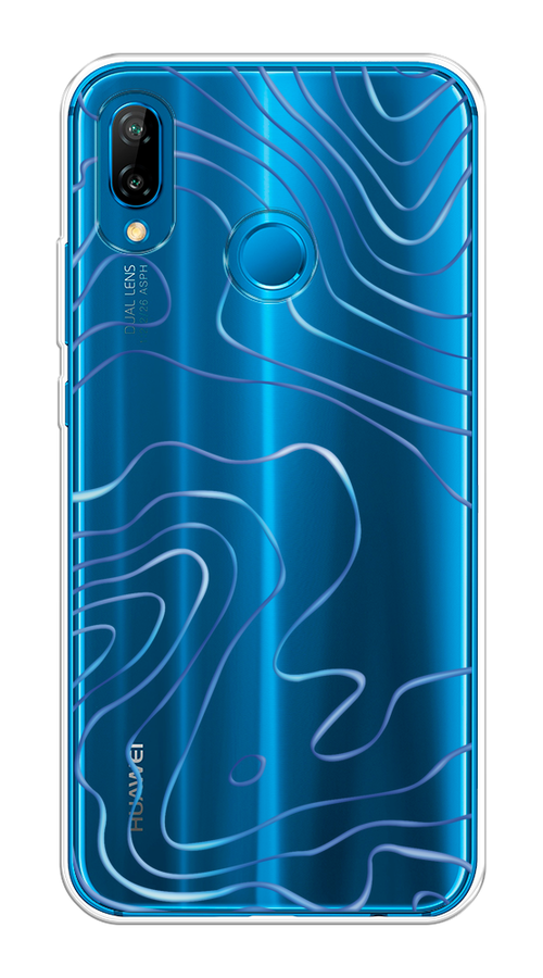 

Чехол на Huawei P20 Lite/Nova 3E "Blue lines", Прозрачный;синий, 64450-1