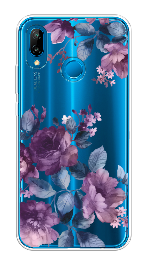 

Чехол на Huawei P20 Lite/Nova 3E "Purple Blossoms", Синий;фиолетовый, 64450-1