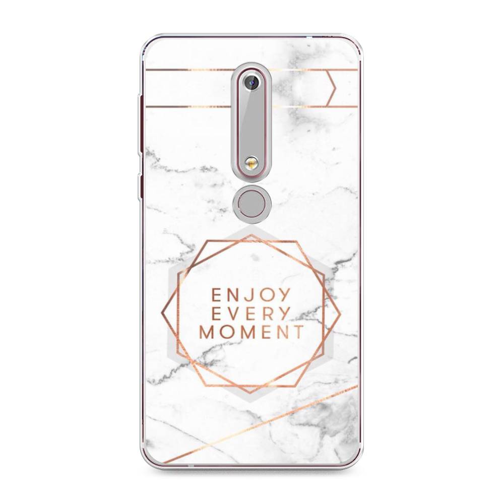 

Чехол Awog на Nokia 6 2018 / Нокиа 6 2018 "Enjoy every moment мрамор", Белый;розовый;серый, 120950-7