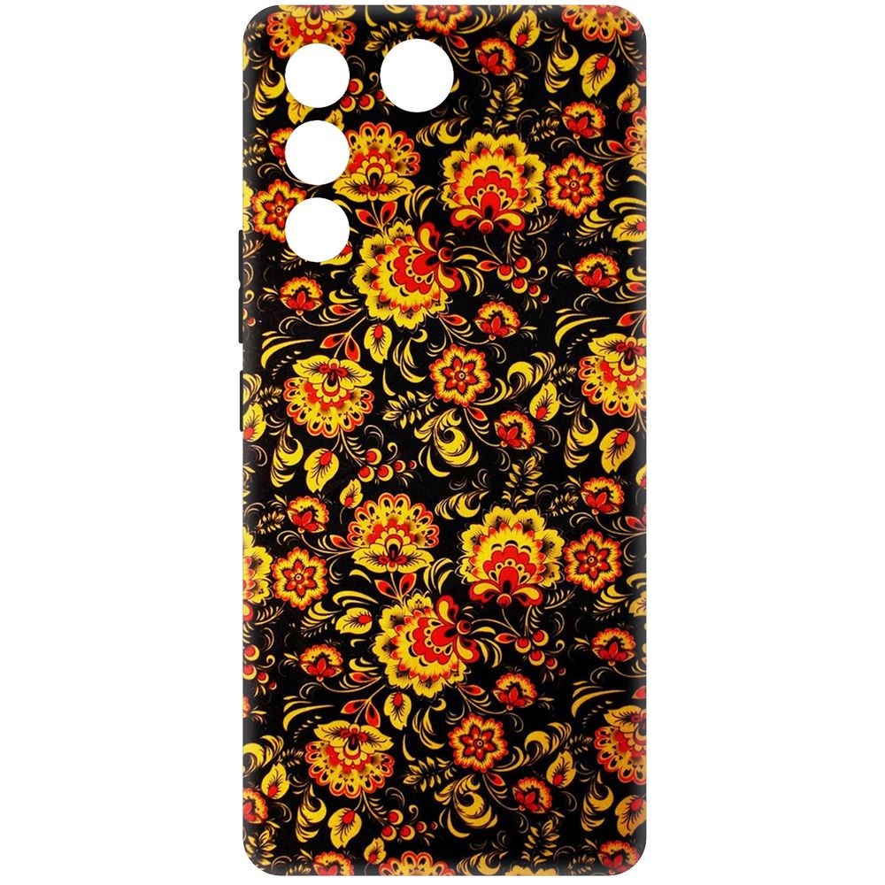 

Чехол-накладка Krutoff Soft Case Хохлома для Vivo T2 черный