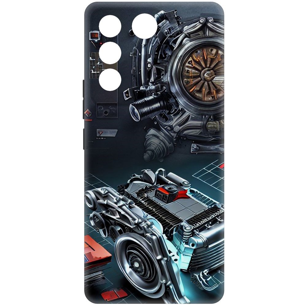 

Чехол-накладка Krutoff Soft Case Моторы для Vivo T2 черный