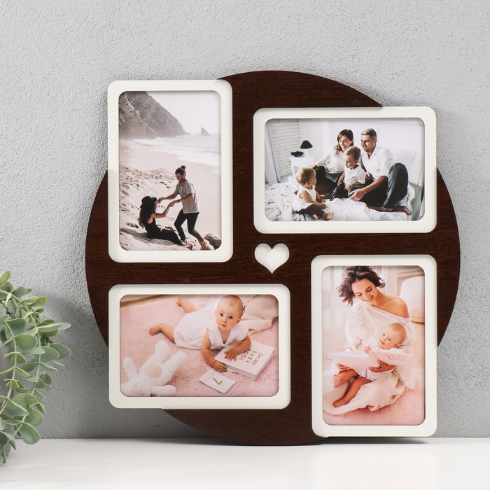 

Фоторамка ProfArt Круг 33х33 на 4 фото 10x15 см, ЛХДФ, венге-белый