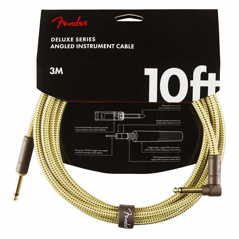 фото Инструментальный кабель fender deluxe 10` angl inst cable tweed