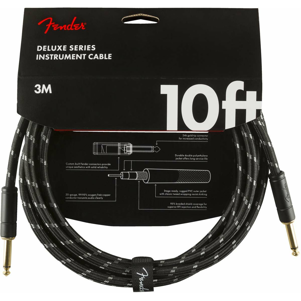 фото Инструментальный кабель fender deluxe 10` inst cable black tweed