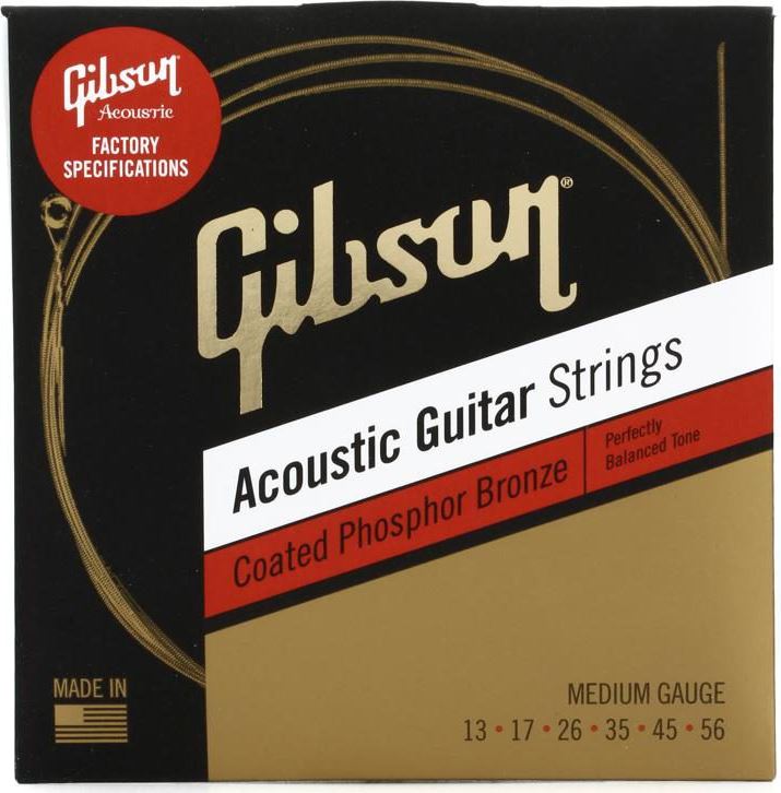 фото Струны для гитары gibson sag-cpb13 coated phosphor bronze acoustic guitar strings, medium