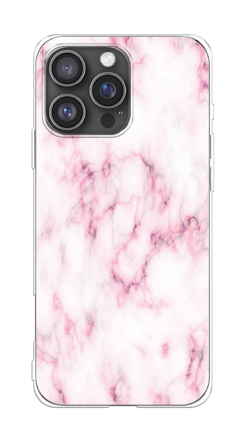 

Чехол на Apple iPhone 16 Pro Max "Мрамор с розовым", Белый;розовый, 16350-1