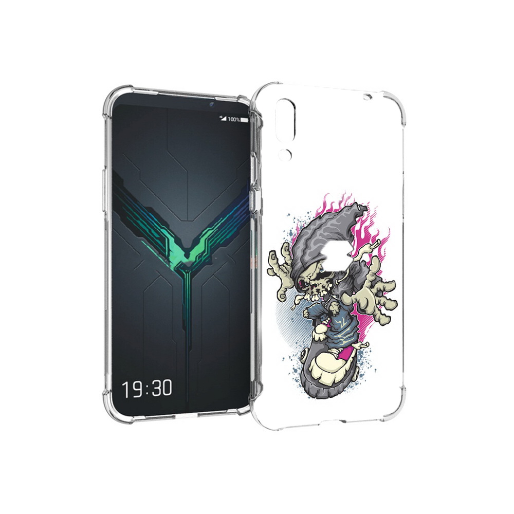 

Чехол MyPads Tocco для Xiaomi Black Shark 2 нарисованный скелет на скейт борде, Прозрачный, Tocco