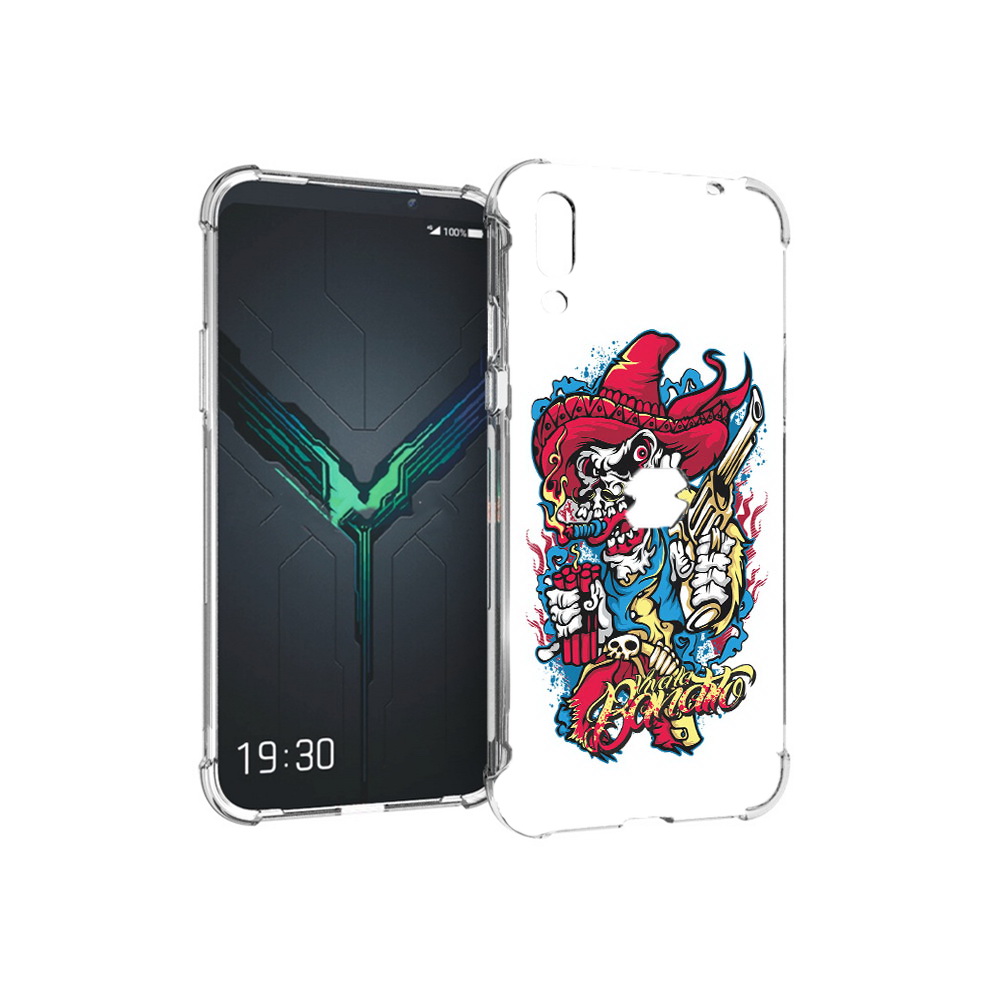 

Чехол MyPads Tocco для Xiaomi Black Shark 2 нарисованный скелет с писталетом, Прозрачный, Tocco