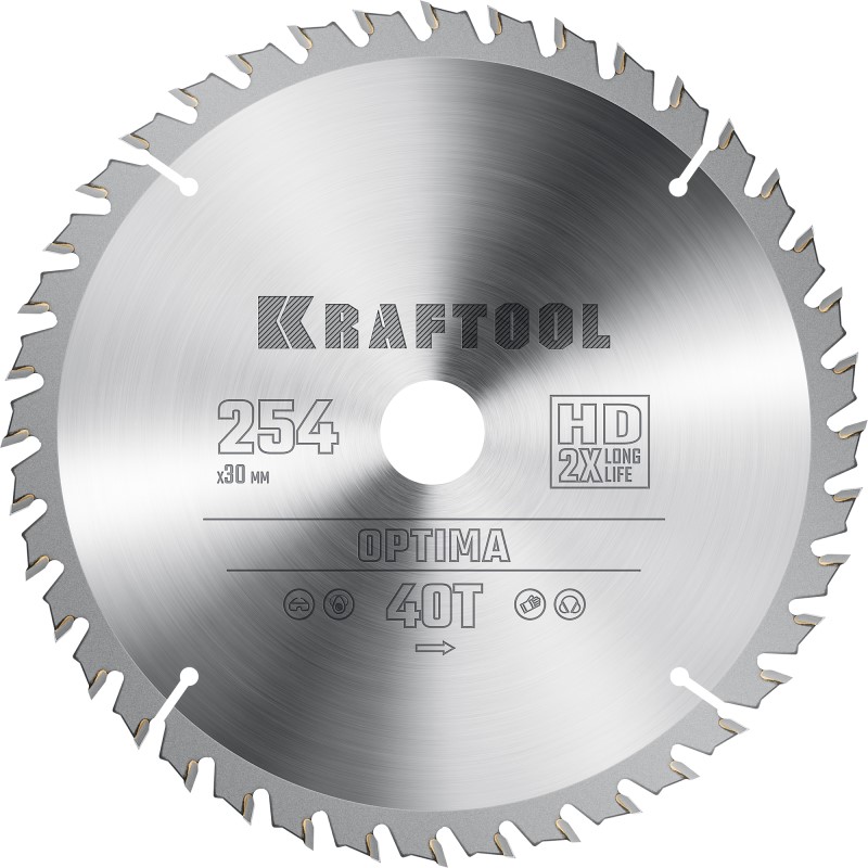 Диск пильный по дереву KRAFTOOL OPTIMA 254х30мм 40Т, арт. 36951-254-30