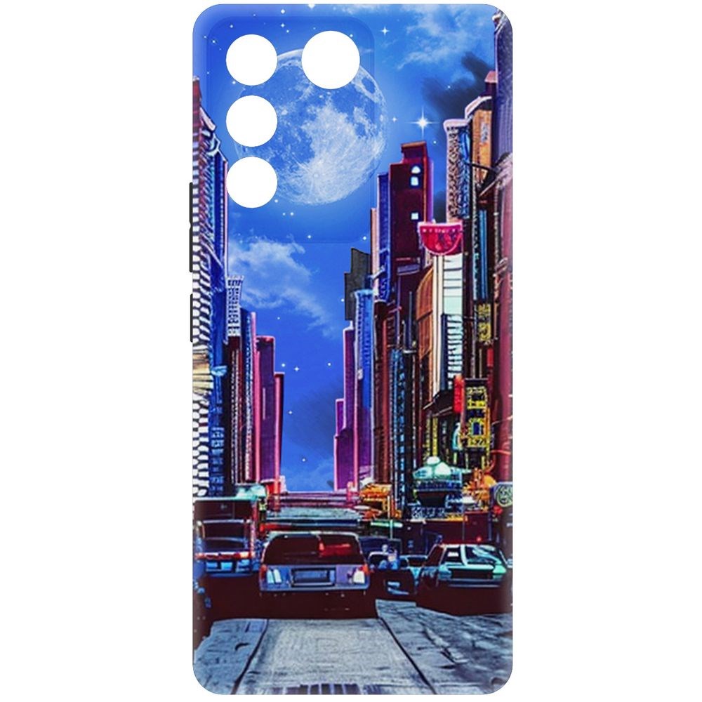 

Чехол-накладка Krutoff Soft Case Ночной город для Vivo T2 черный