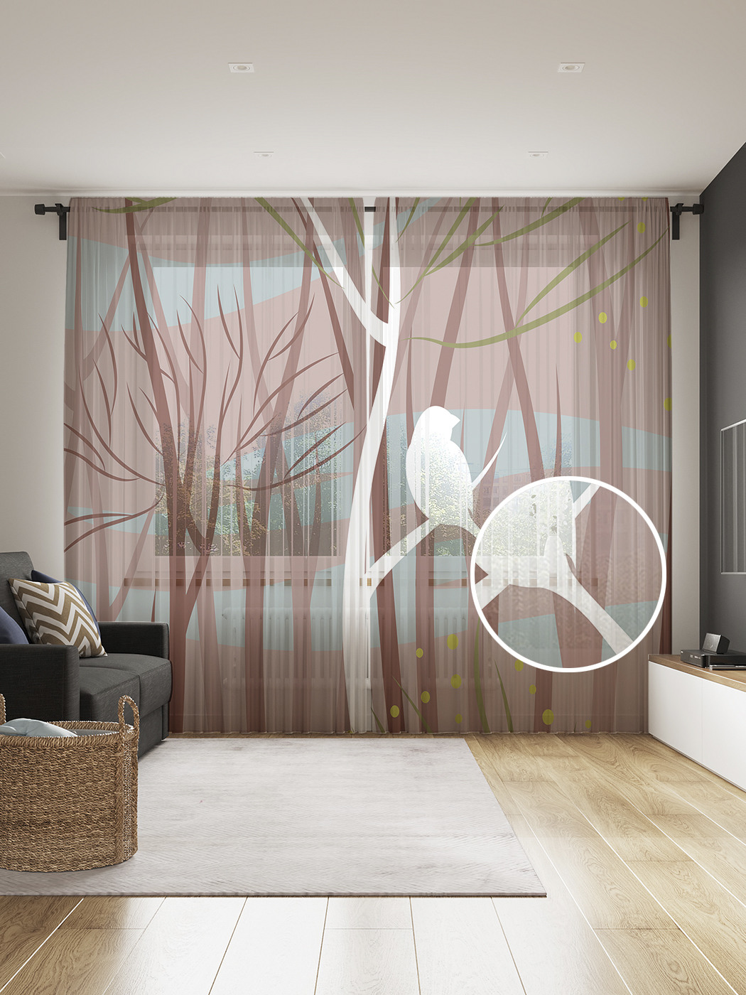 

Фототюль JoyArty "Извивающиеся деревья" 145x265см, 2 полотна, лента, 50 крючков, Извивающиеся деревья