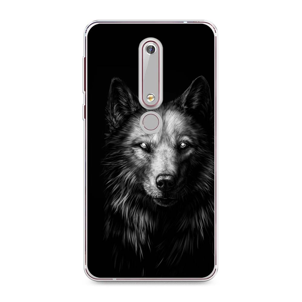 

Чехол Awog на Nokia 6 2018 / Нокиа 6 2018 "Волк черно белый", Серый;бежевый;белый, 120950-1
