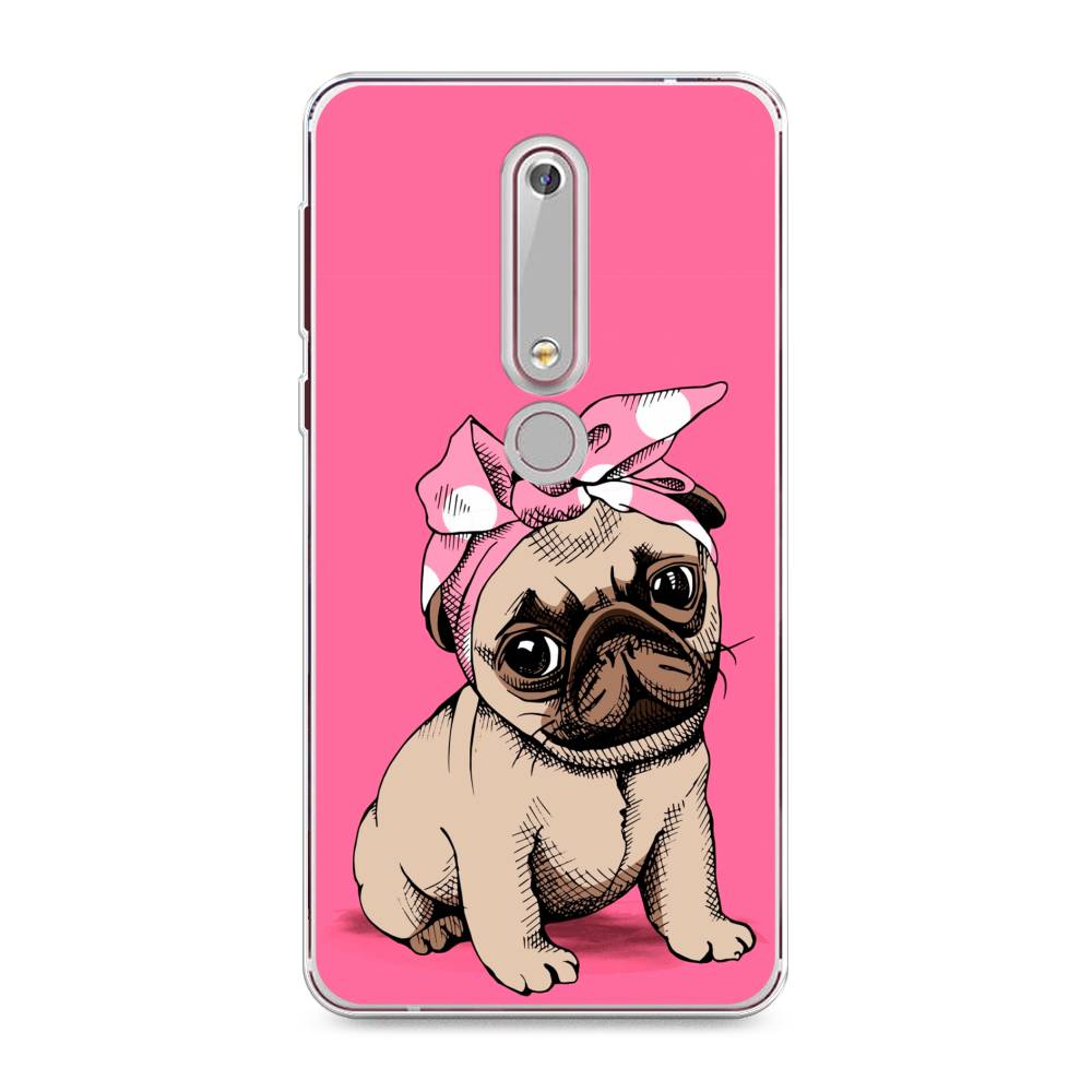 

Чехол Awog на Nokia 6 2018 / Нокиа 6 2018 "Dog Pin-Up", Розовый;бежевый, 120950-2