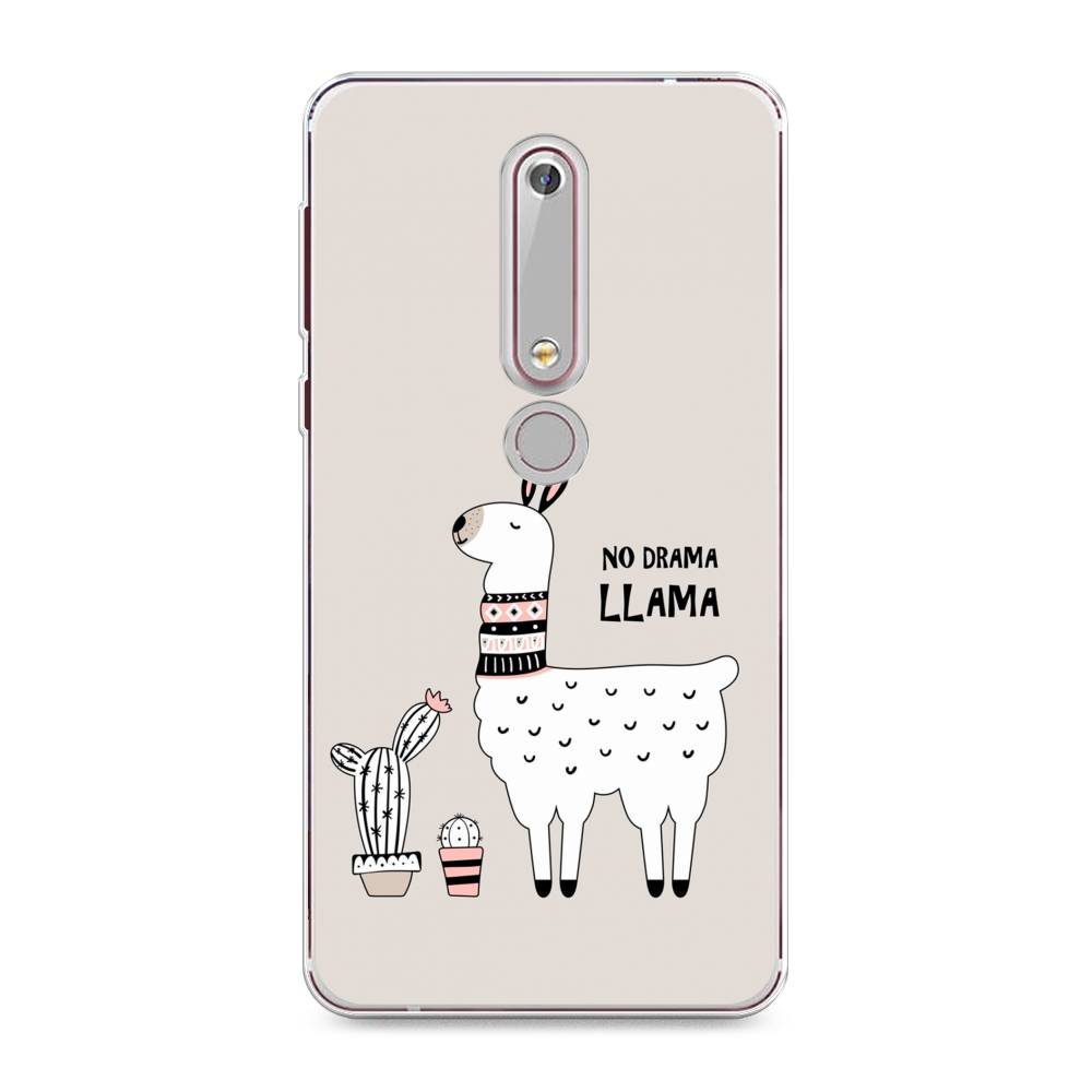 

Чехол Awog на Nokia 6 2018 / Нокиа 6 2018 "No drama LLama", Бежевый;серый;белый, 120950-2