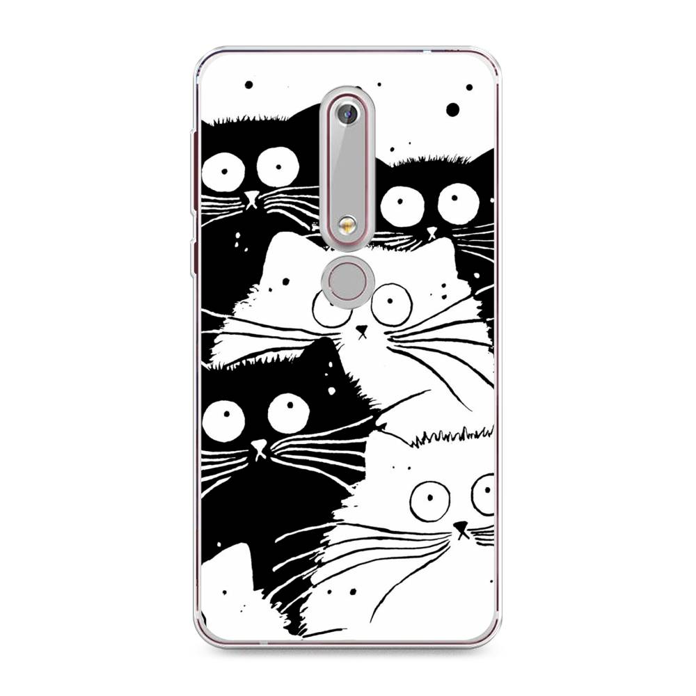 

Чехол Awog на Nokia 6 2018 / Нокиа 6 2018 "Коты черно-белые", Черный;белый, 120950-2