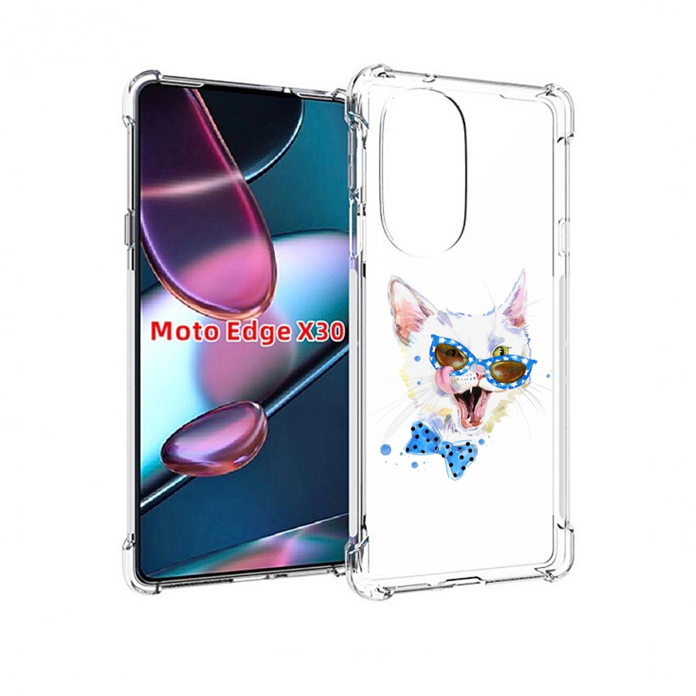 

Чехол MyPads белый кот для Motorola Moto Edge X30, Прозрачный, Tocco
