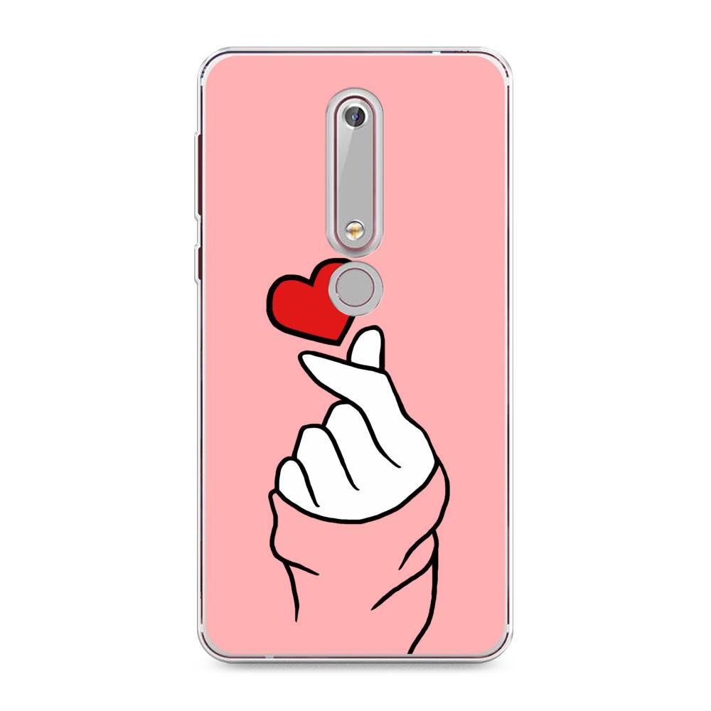 

Чехол Awog на Nokia 6 2018 / Нокиа 6 2018 "Милое сердечко", Белый;красный;черный, 120950-7