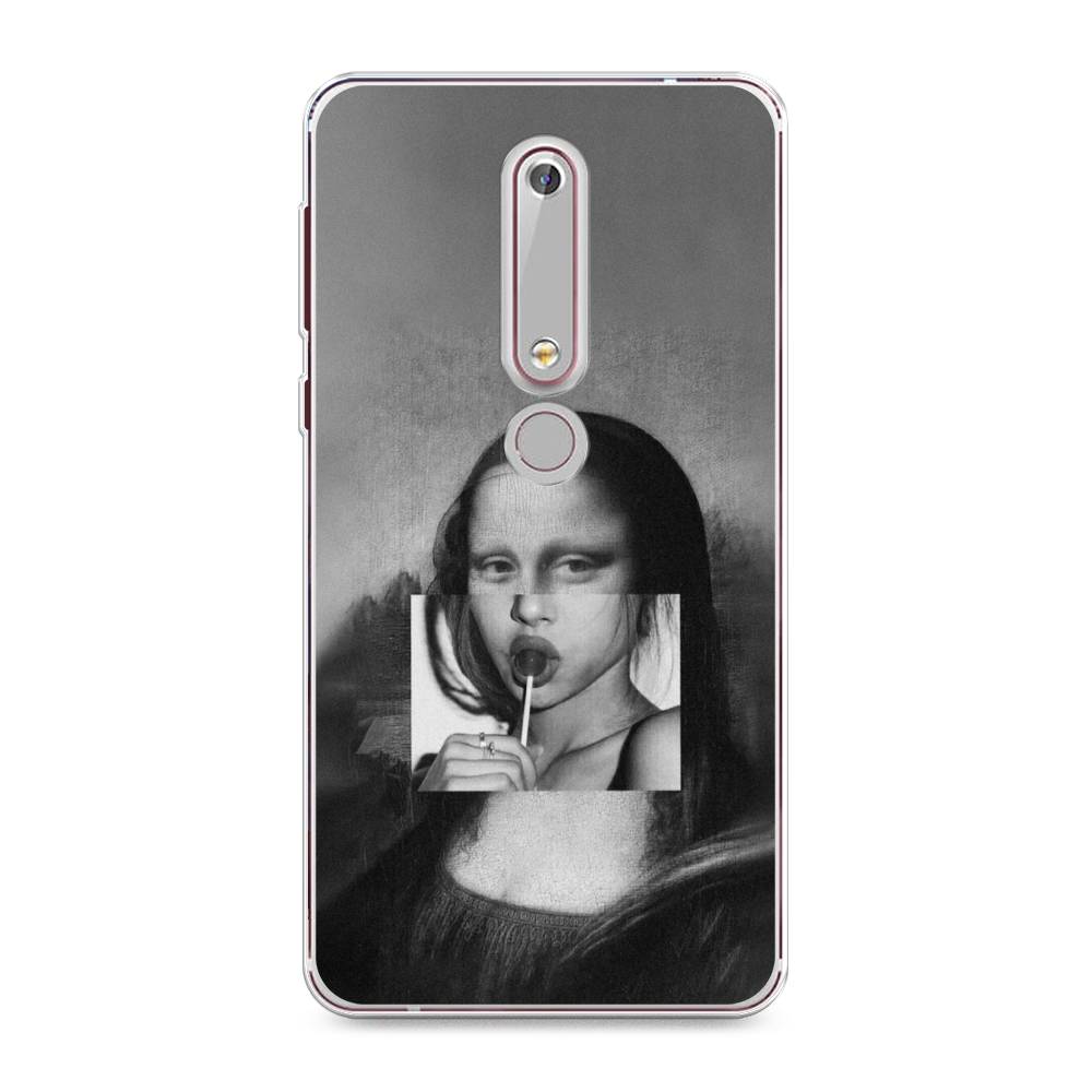 

Чехол Awog на Nokia 6 2018 / Нокиа 6 2018 "Mona Lisa sucking lollipop", Серый, 120950-9