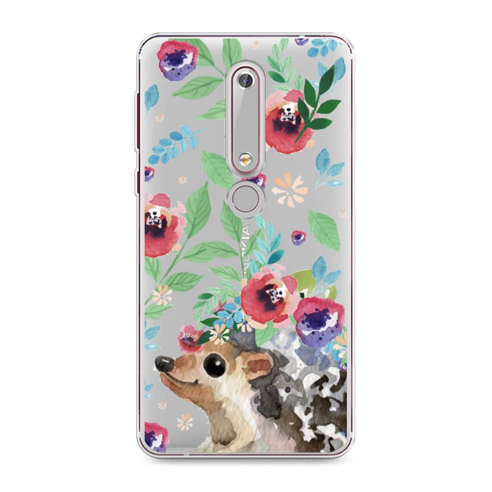 

Чехол Awog на Nokia 6 2018 / Нокиа 6 2018 "Ежик в цветах акварель", Розовый;зеленый;коричневый, 120950-2