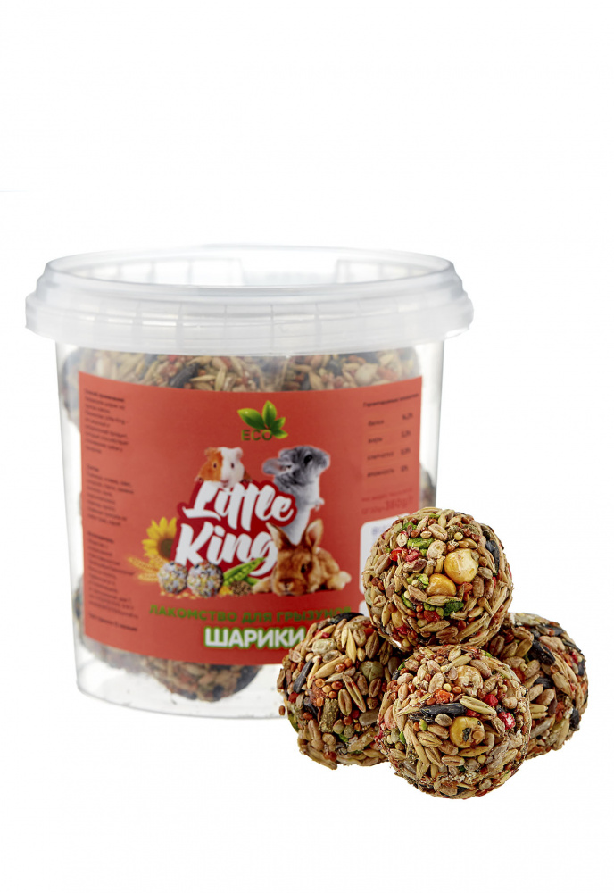 Лакомство для грызунов Little King, зерновые шарики, 360 г