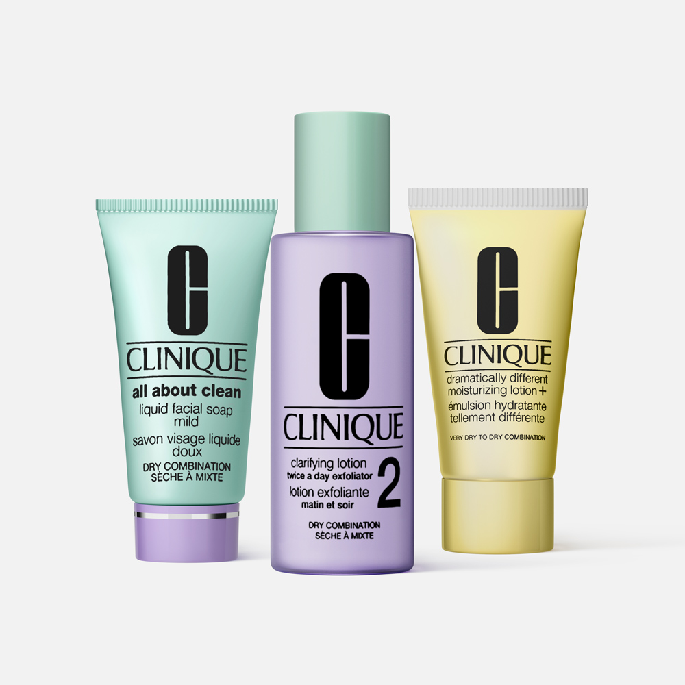 Набор для лица Clinique 3-Step Skin Care для комбинированной и сухой кожи, 3 предмета дорожный набор ultru i m sorry for my skin 8 step travel jelly mask