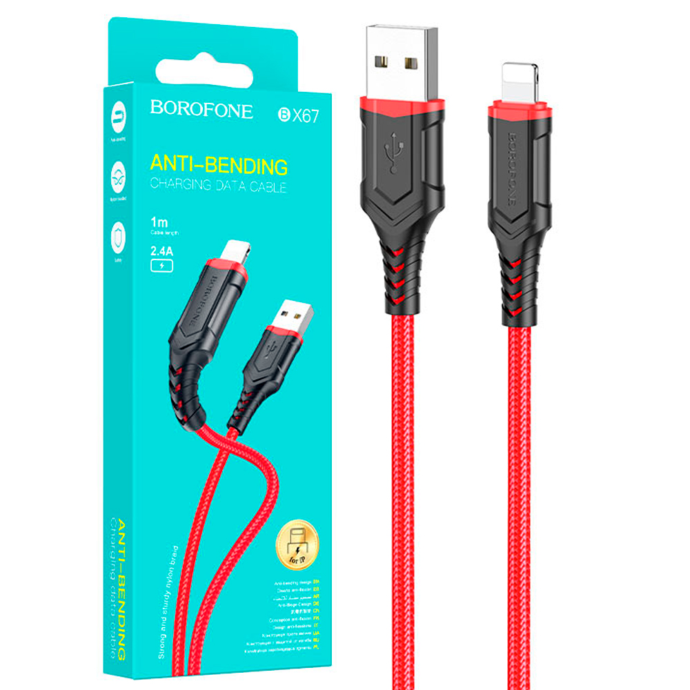 Кабель USB - USB-A/Lightning Айсотка 1 м красный