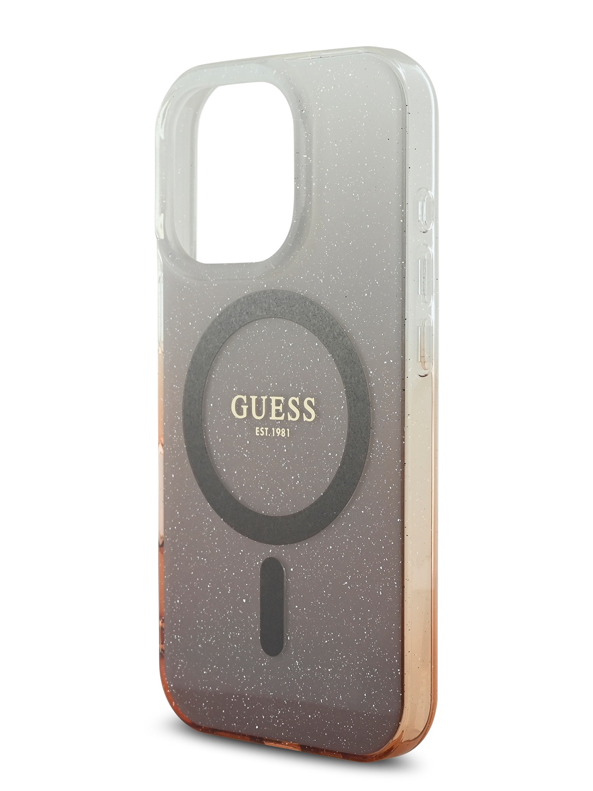 

Чехол Guess для iPhone 16 Pro MagSafe с покрытием из блесток, коричневый