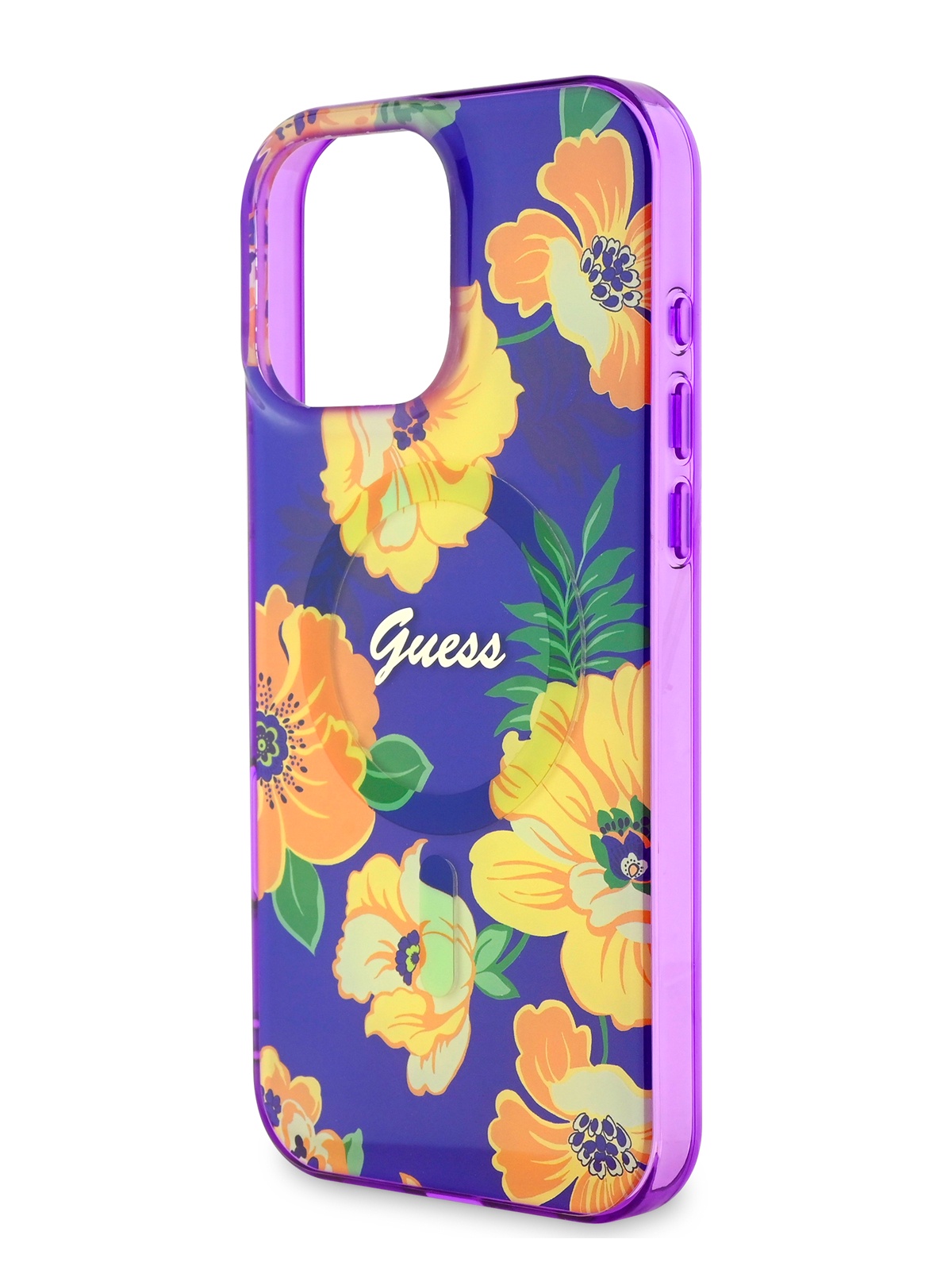

Чехол Guess для iPhone 16 Pro Max с MagSafe Flowers design, желтый