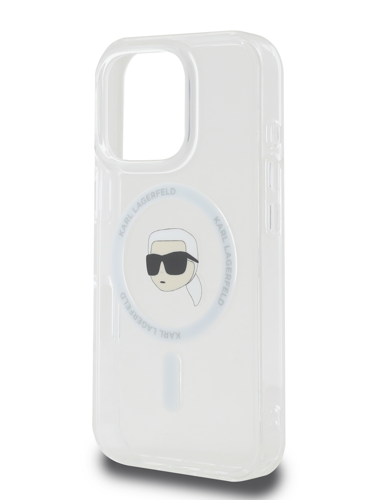 

Чехол Karl Lagerfeld для iPhone 16 Pro с MagSafe и рамкой из металла для камеры, белый
