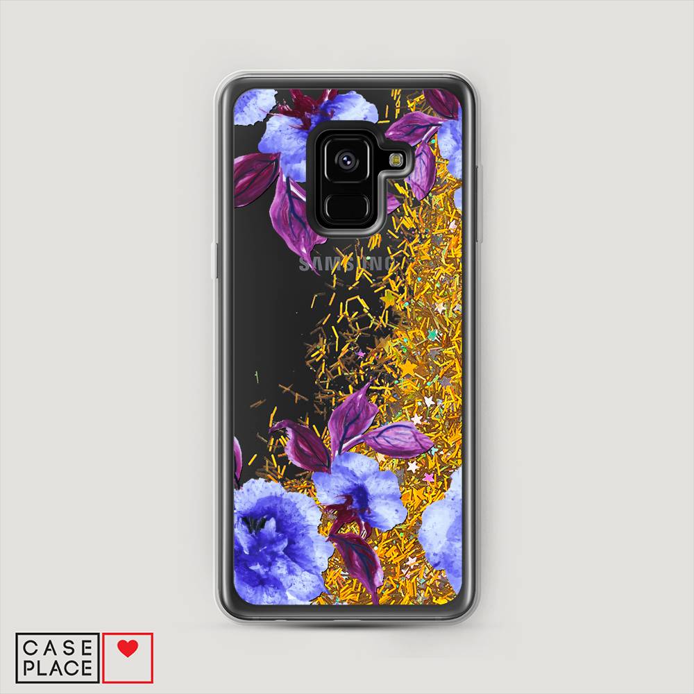 

Жидкий чехол с блестками "Цветочная фантазия 5" на Samsung Galaxy A8 2018
