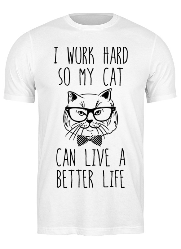 

Футболка мужская Printio I work hard белая M, Белый, I work hard