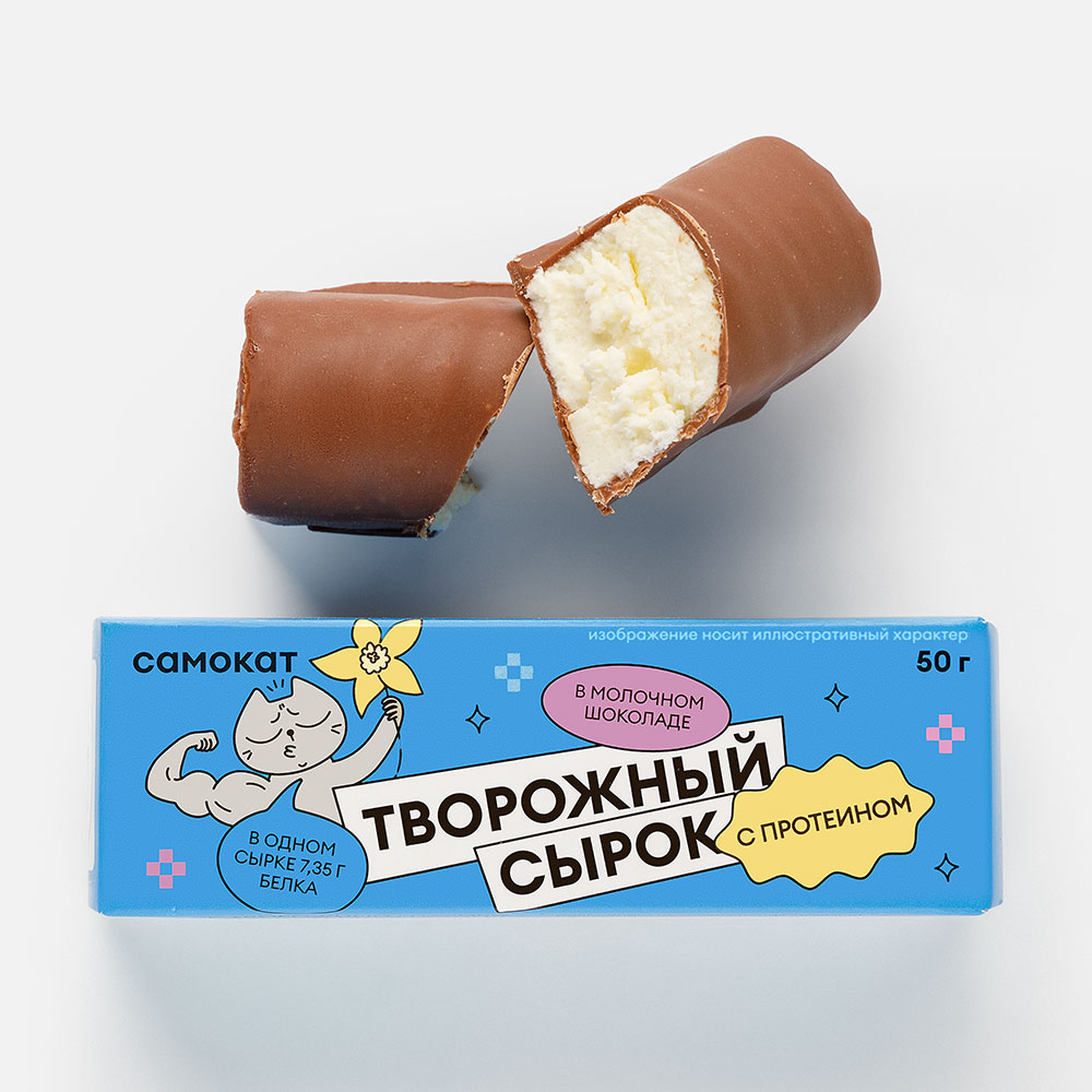 

Творожный сырок Самокат, 16%, в молочном шоколаде, с протеином, ваниль, 50 г