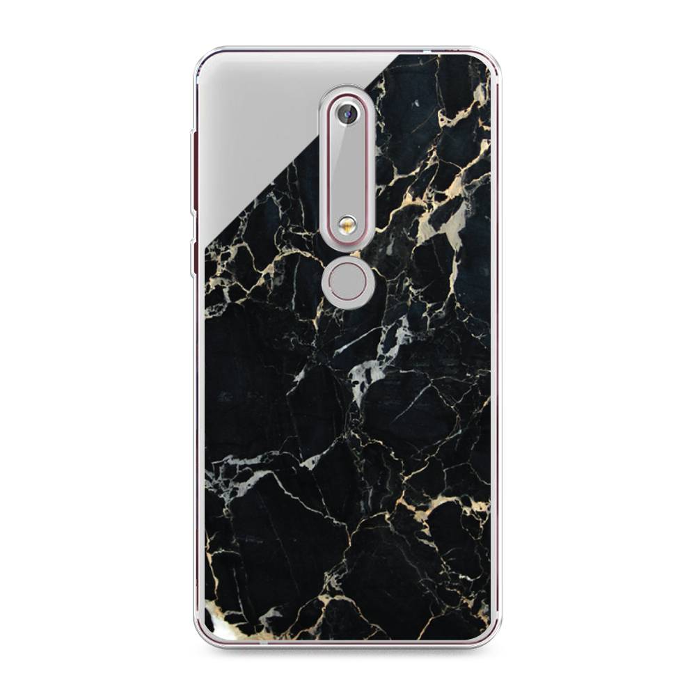 

Чехол Awog на Nokia 6 2018 / Нокиа 6 2018 "Черный мрамор уголок", Черный;золотистый, 120950-3