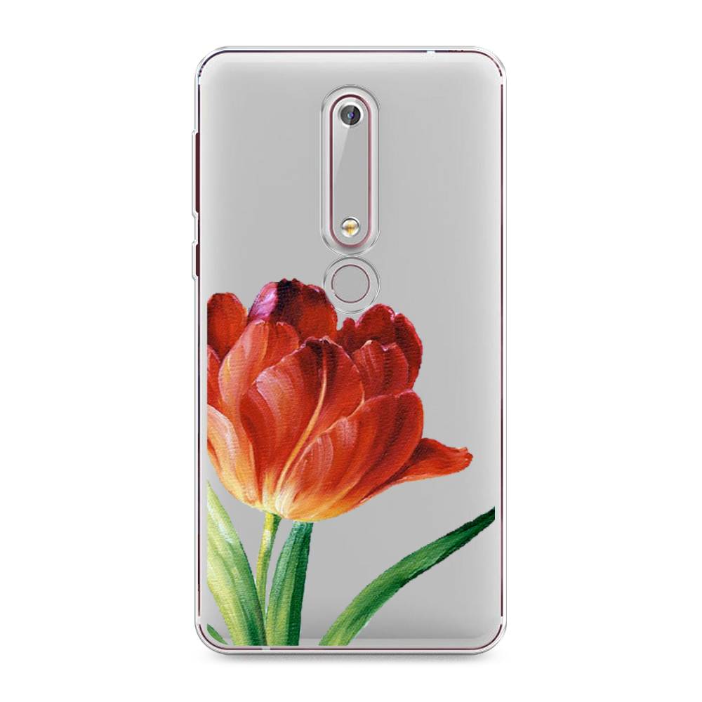 

Чехол Awog на Nokia 6 2018 / Нокиа 6 2018 "Красный тюльпан", Оранжевый;зеленый, 120950-8