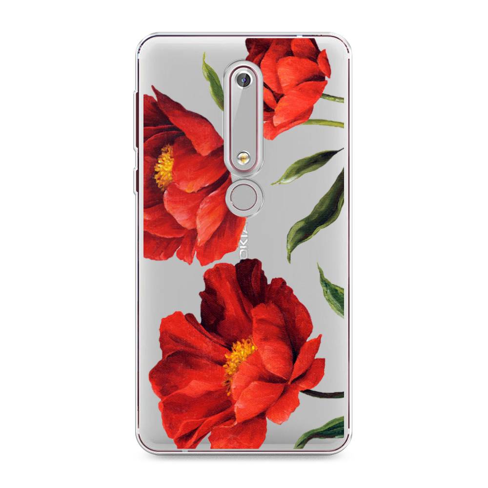 

Чехол Awog на Nokia 6 2018 / Нокиа 6 2018 "Красные маки", Красный, 120950-8