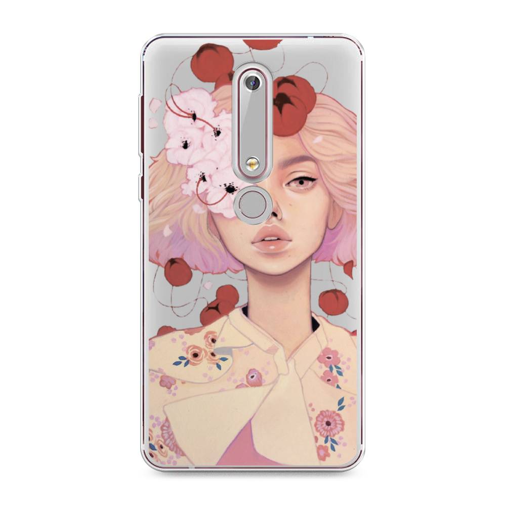 

Чехол Awog на Nokia 6 2018 / Нокиа 6 2018 "Цветочная анархия", Бежевый;розовый;красный, 120950-7